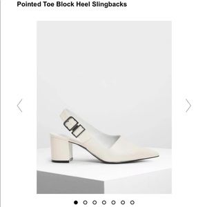 Charles & Keith block heel white sling backs